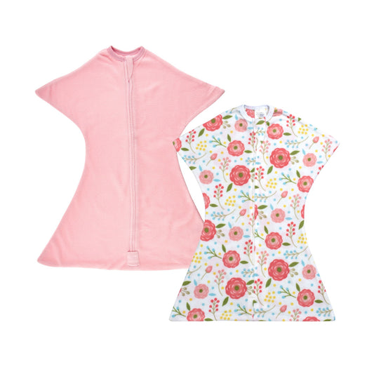 Sleeping Baby Dusty Rose & Pink Poppy Fleece Zipadee-Zip - Bundle of 2