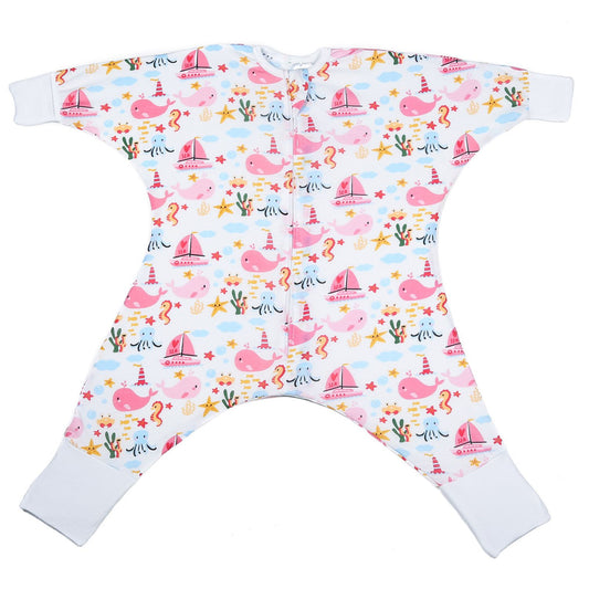 Sleeping Baby Girl Nautical Flying Squirrel Pajama - Lightweight
