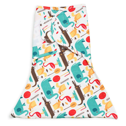 Sleeping Baby Zippy Swaddle safe sleep cotton swaddle Modern Animals
