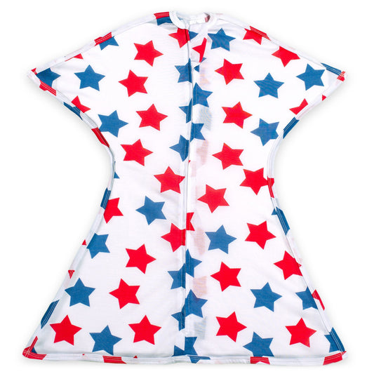 Sleeping Baby Blue & Red Stars Zipadee-Zip Swaddle Transition - Lightweight
