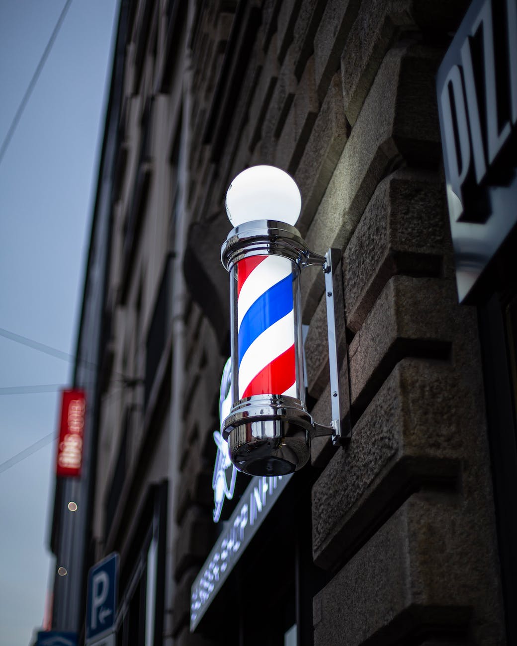 a barber pole on the wall